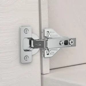 20 Pack Full Overlay Soft Close Concealed Hinges, Small Door Gap, Clip-on Plate,  Frame Door, Self Closing  Satin Nickel  Hinge, 105 Open Angle Concealed Stainless Steel Hinges