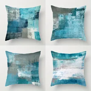 4pcs,   Abstract Themed Throw Pillow Covers,Ocean Breeze Blue Abstract Design, Versatile Home Decor for Living Room Sofa and Bedroom, Suitable for Spring and all Seasons Decoration, 2D Flat, Single Sided Printing, No Pillow Core