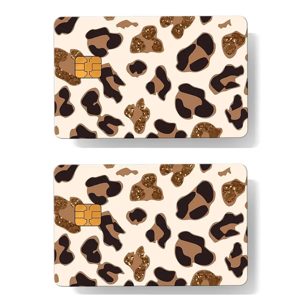 Leopard Pattern Credit Card Sticker, 2 Counts/set Waterproof & Anti-scratch Credit Card Skin, Decorative Card Decal Protector for DIY