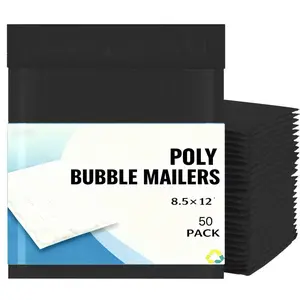 8.5x12 Poly Bubble Padded Envelope Mailers Shipping Bag Black 8.5x11 50 PCS
