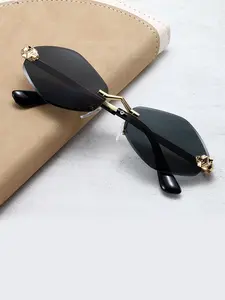 New Frameless Diamond Sunglasses, Artistic Luxury Sun Glasses, Trendy Retro Irregular Shape Eyewear
