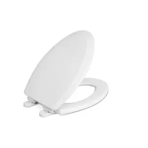 Elongated Toilet Seat, Heavy-Duty Wood Core with Plastic Scratch-Resistant Finish, Soft Close,, 900SC-001, White