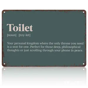 8x12 Inch Aluminum Metal Sign - "Toilet Definition: Your Personal Kingdom" |   Whimsical Bathroom Wall Art, Ideal for Home, Apartment, Dorm, and Cozy Restrooms |   Vintage Tin Plaque, Great Gift for Book Lovers & Phone Enthusiasts