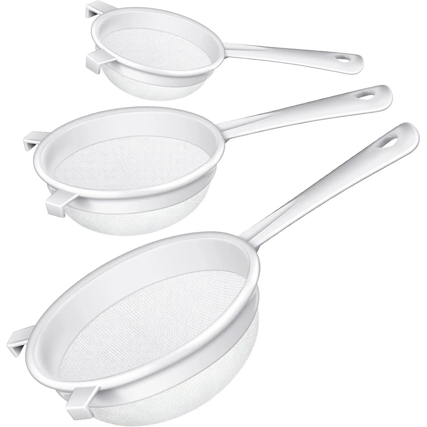 3 count Plastic Nylon Mesh Strainer Colander with Handle Double Ear Fine  Mesh Strainer Flour Sifter for Baking Kitchen Colander Sifter Kefir  Juice Pasta(3 Inch, 4 Inch, 5.5 Inch)