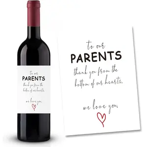 2pcs Funny Wine Bottle Labels, Wine Stickers, Parent Thank you on Wedding Day | Wedding Day Gift for Parents, Celebrate Your Big Day, Make Your Big Day Special, We Love You Parents, Wedding Gift for Parents, Wedding Party Decor