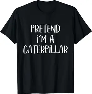 Cotton Pretend I'm A Caterpillar Costume Party Lazy Funny Halloween T-Shirt Short Sleeve Crew Neck Top for Summer, Casual Streetwear, Halloween Gift Menswear Soft Men's Comfy