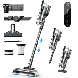 Qikcln VC08/VC02 Cordless Vacuum Cleaner, 23Kpa Suction, 40–45 Min Runtime, LED Display, Pet Hair & Floor Cleaning
