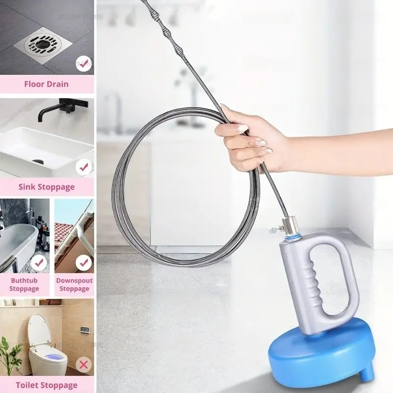 196.85 Inch Drain Unblocker, Flexible Rod Auger Sewer Pipe Unblocker Tool, Drain Cleaning Tool, Kitchen Sewer Unclogger Tool, Toilet Hair Unclogging Tool for Hotel Restaurant Commercial