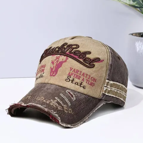 Letters Embroidery Washed Design Baseball Cap, Cow Pattern Western Cowboy Hat, Casual Sun Hat Suitable for Outdoor Play, Shopping and Gatherings, Fashionable Hats