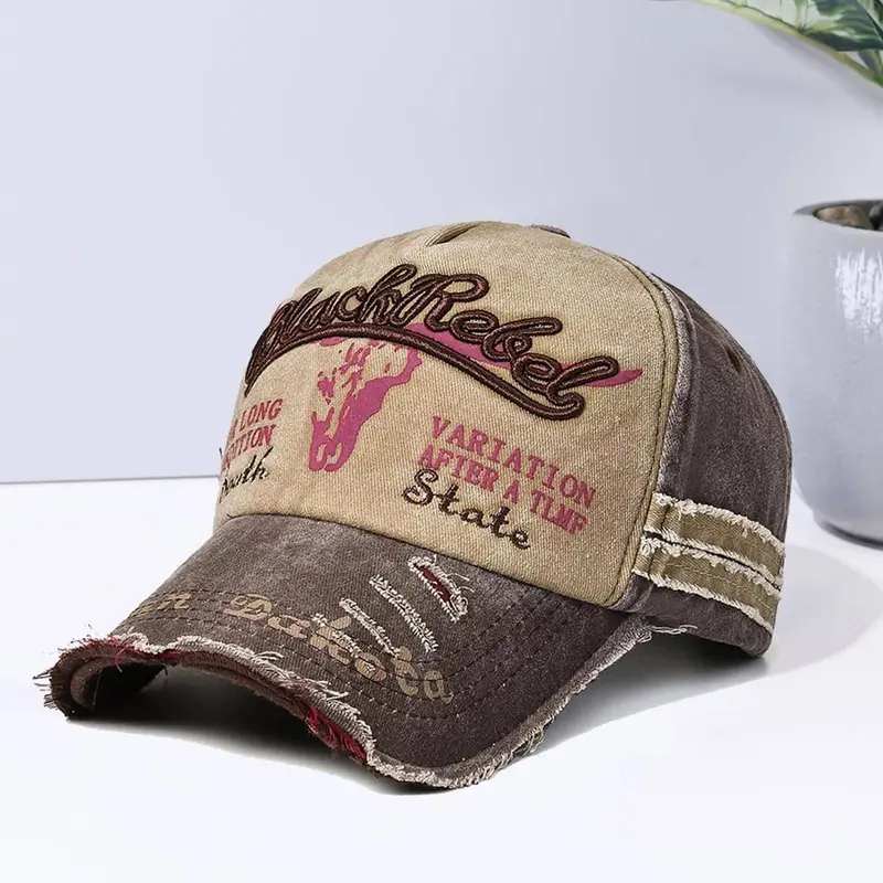 Letters Embroidery Washed Design Baseball Cap, Cow Pattern Western Cowboy Hat, Casual Sun Hat Suitable for Outdoor Play, Shopping and Gatherings, Fashionable Hats