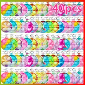 40pcs Vibrant Silicone Pop Fidget Toys - Mini Push Bubble, Assorted Colors, Ideal for Birthday Party Favors & Classroom Prizes, Durable and Fun Accessories Birthday Gift