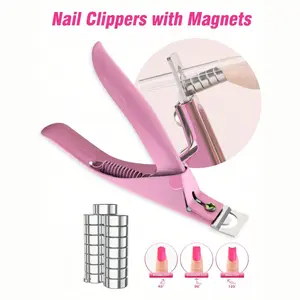 1pc Nail Clipper&15pcs Magnets/set,Nail Clipper For Acrylic Nails,Artificial Fake Nail False Nail Tip Cutter Trimmer Manicure Pedicure Sharp Blade Clip Tool For Salon Home Art Beauty,Adjustable Nail Clippers With Magnets Sizers ,Nail Art Tools