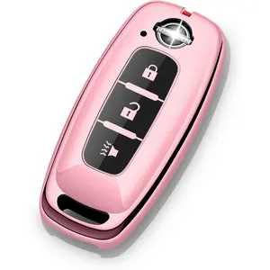 Key Fob Cover for Nissan 2024 2025 Car Key Case Protector 3 Buttons for Ariya Kicks Pathfinder Rogue Accessories Pink