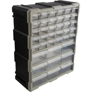 39-Drawer Plastic Small Parts Organizer - Desktop or Wall Storage Drawers for Organizing Hardware, Crafts, Garage or Classroom (Black)