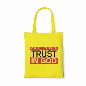 Inspirational Canvas Tote Bag, Yellow, Trust in God Design, 15x16 inches