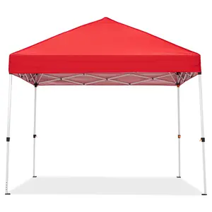 GARVEE 8x8 Pop Up Canopy with Ten, Beach Tent with One Push Setup, Waterproof Outdoor Beach Canopy, Pop-Up Sun Shelter Canopy with Wheeled Bag for Parties, Beach, Outdoor, Red