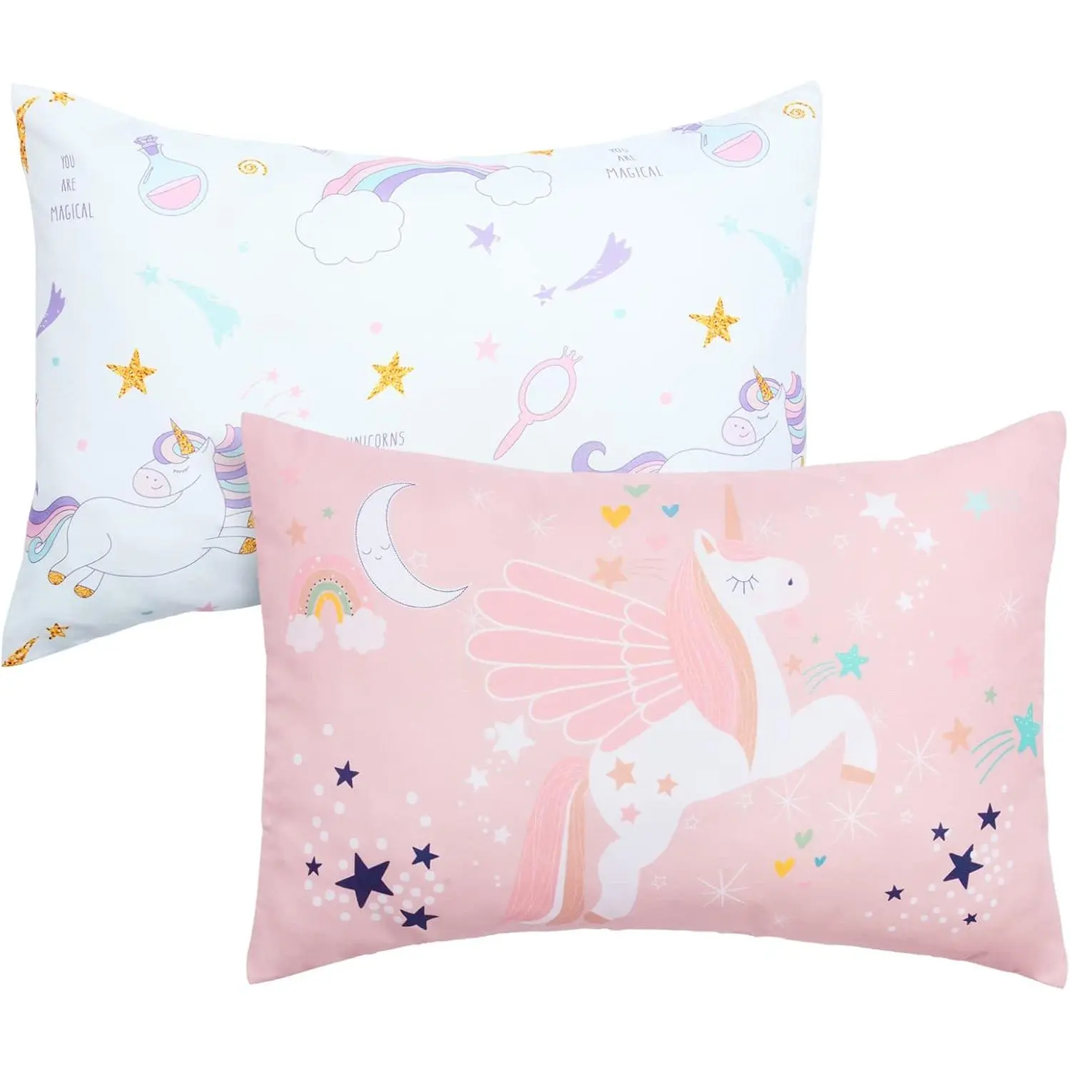 Pillowcases for 13X18 12x16 14x19 Pillow Unicorn  Pillow Case for Girls 2 Pack  Pillowcase for Sleepy Pillows Travel Pillowcases Pink/White