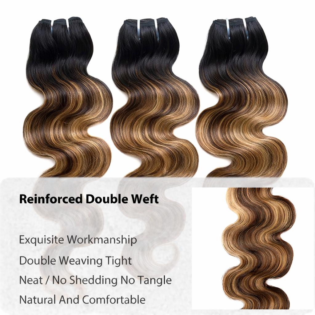 [Wequeen] #T1B/P4/27 Highlight Hair Bundles Brazilian Colored 100% Human Hair #FB30 Body Wave Straight Quick Weave Sew in/Glue in Budget Friendly 10A