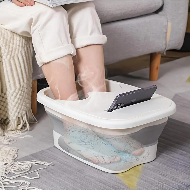 Foldable Foot Bath Basin, 1 Count Collapsible Foot Bath Bucket, Plastic Foot Bath Massager for Relaxation and Pain Relief, Portable Foot Bath Massage Tub with Lid for Soaking Feet, Foot Spa Bath, Foot Soaker, Summer Gift
