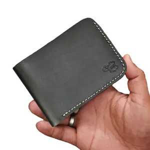 Men’s Handmade Full Grain Leather Wallet Slim wallet  Bifold, Compact and Durable Genuine Leather Card Holder for Everyday Use – Stylish, Fits Front Pocket, Ideal Gift for Him – Black color