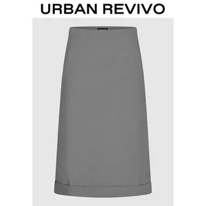 URBAN REVIVO Women's Straight Maxi Skirt (UWG550096) - 2025 Fashion Trend, Smart Casual, Fits Basic & Elegant Women's Clothes, Everyday Wear Bottom Piece