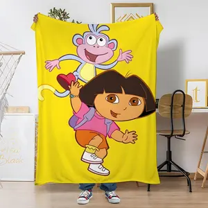 CARTOON D-Dora the ExplorerS Throw Soft Coral Fleece Blanket 310gsm Fluffy Warm Throw for Sofa Bed Couch Bedroom Decor