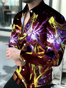 Men's Dragon Ball Z Golden Frieza Anime Graphic Print Long Sleeve Shirt Menswear Top