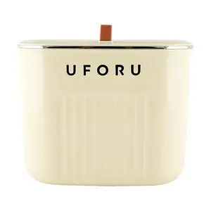 KAWASIMAYA Wall-Mounted Trash Can Space-Saving Cream White Small 20x24.5x15cm for Kitchen and Bathroom