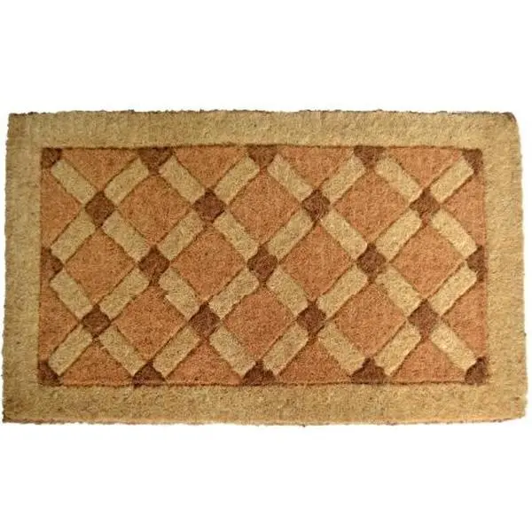 212 MAIN Woven Coconut Fiber Entrance Mat - 1.5''H x 30''W x 18''D Cross Board Design, Natural Look, Neutral Tone, Debris-Trapping, for Entryway Use