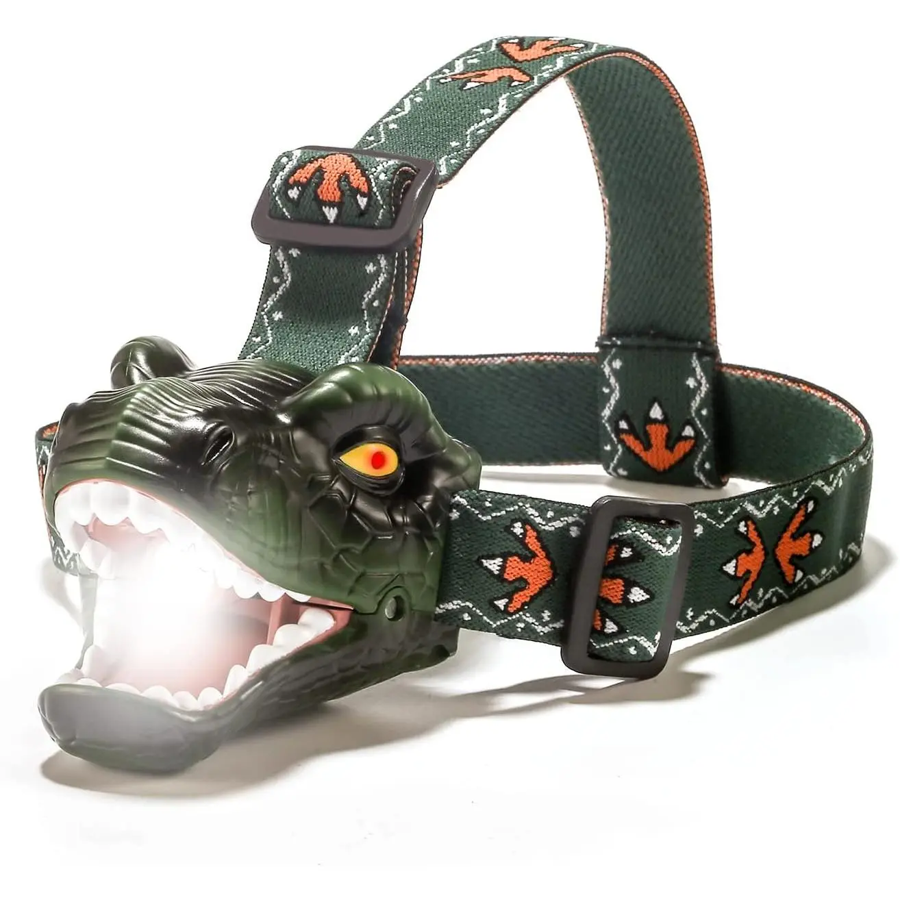 Dinosaur Kids Headlamp, T-Rex Dinosaur Led Headlamp Flashlight, Dinosaur Toy Headlamp Flashlight with 4 Lighting Mode for Boys, Girls’ Camping, Hiking, Reading and Party (Green)