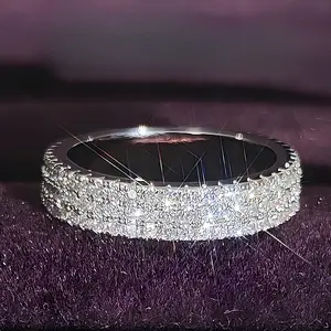 Full of Shining Zirconia Band Ring Paved High Quality Engagement/Wedding Ring