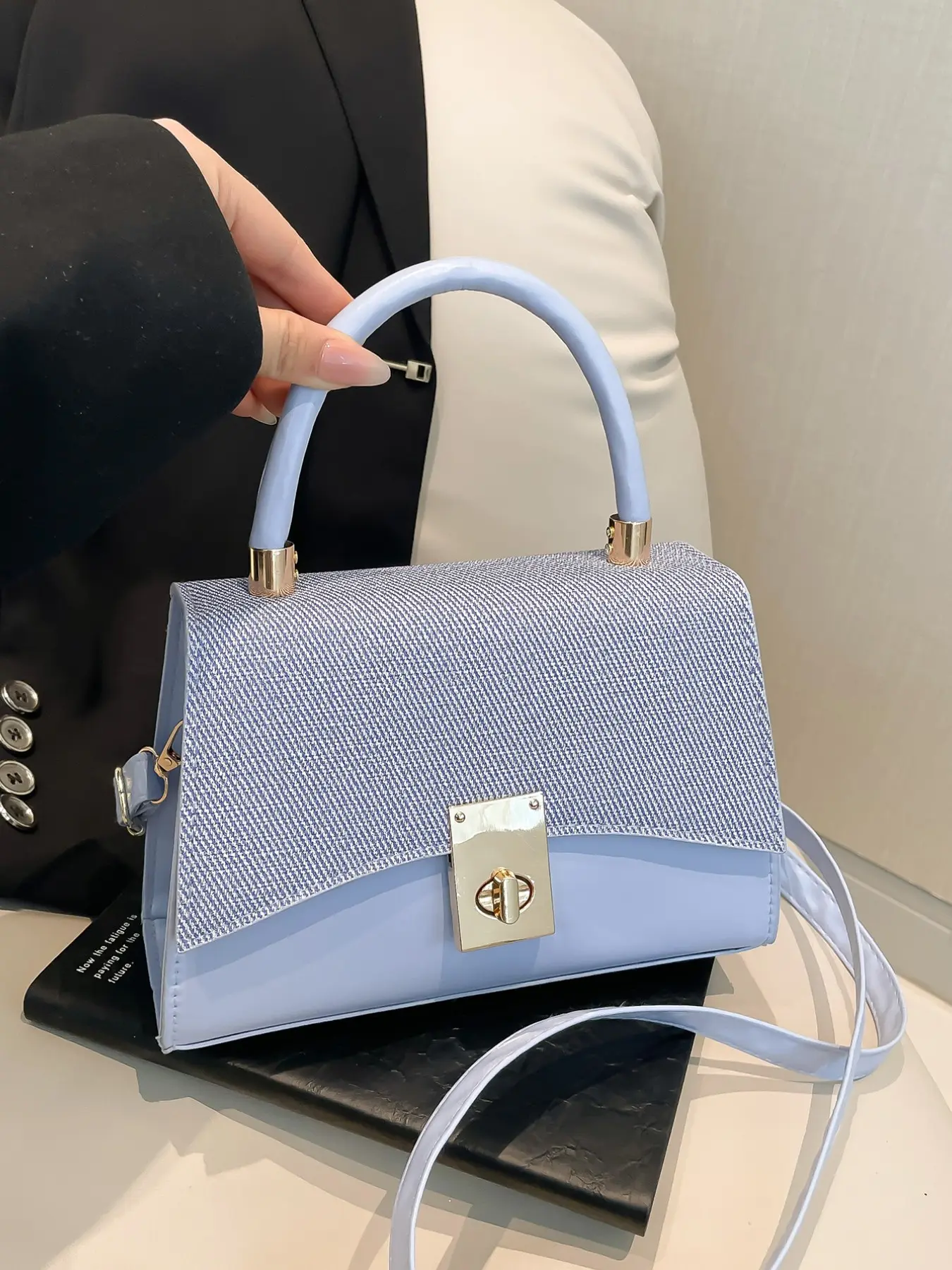 Women's Casual Patchwork Design Handbag, Casual Everyday Bag, All-Seasons Versatile Crossbody Bag, Large Capacity French Style Shoulder Purse