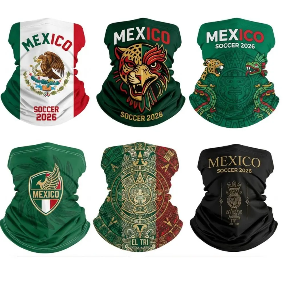 Yeomoo 2026 New Mexican Soccer Neckgaiter, 6pcs Cooling Face Mask, Mexico Aztec Calendar Style Bandana, Soccer Lover Gift for Player and Fans, UV Protection, Great for Outdoor Work & Sports, soccer, Father's day gift