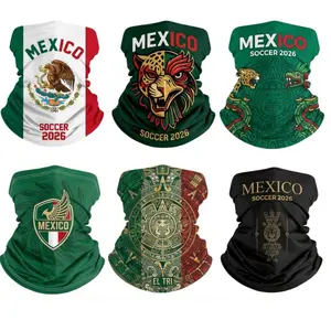 2026 New Mexican Soccer Neckgaiter, 6pcs Cooling Face Mask, Mexico Aztec Calendar Style Bandana, Soccer Lover Gift for Player and Fans, UV Protection, Great for Outdoor Work & Sports, soccer, Father's day gift summerwins