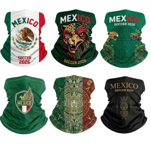 Yeomoo 2026 New Mexican Soccer Neck Gaiter (6pcs MX-1) - Unisex One Size, High-Stretch, Quick Dry, UV Protection, Breathable Party Mask Accessory with Exclusive Designs for Fans, Fishing, Outdoor Sports