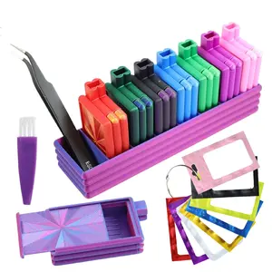 DIY Diamond Painting Tray Set with Lid, 8-In-1 Storage Box with Base, Includes Tweezers and 16 Pouches, Multifunctional DIY Organizer Kit