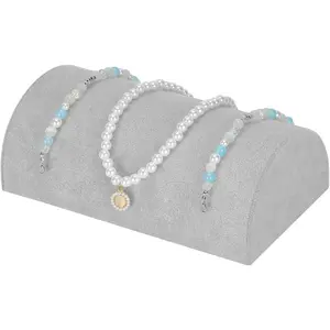 Half Moon Bracelet Display Stand, Pillow-Shaped  Bracelet Necklaces Pendant Chain Watch Holder Case for Women,  Organizer Storage Rack for  Selling Show (Grey)
