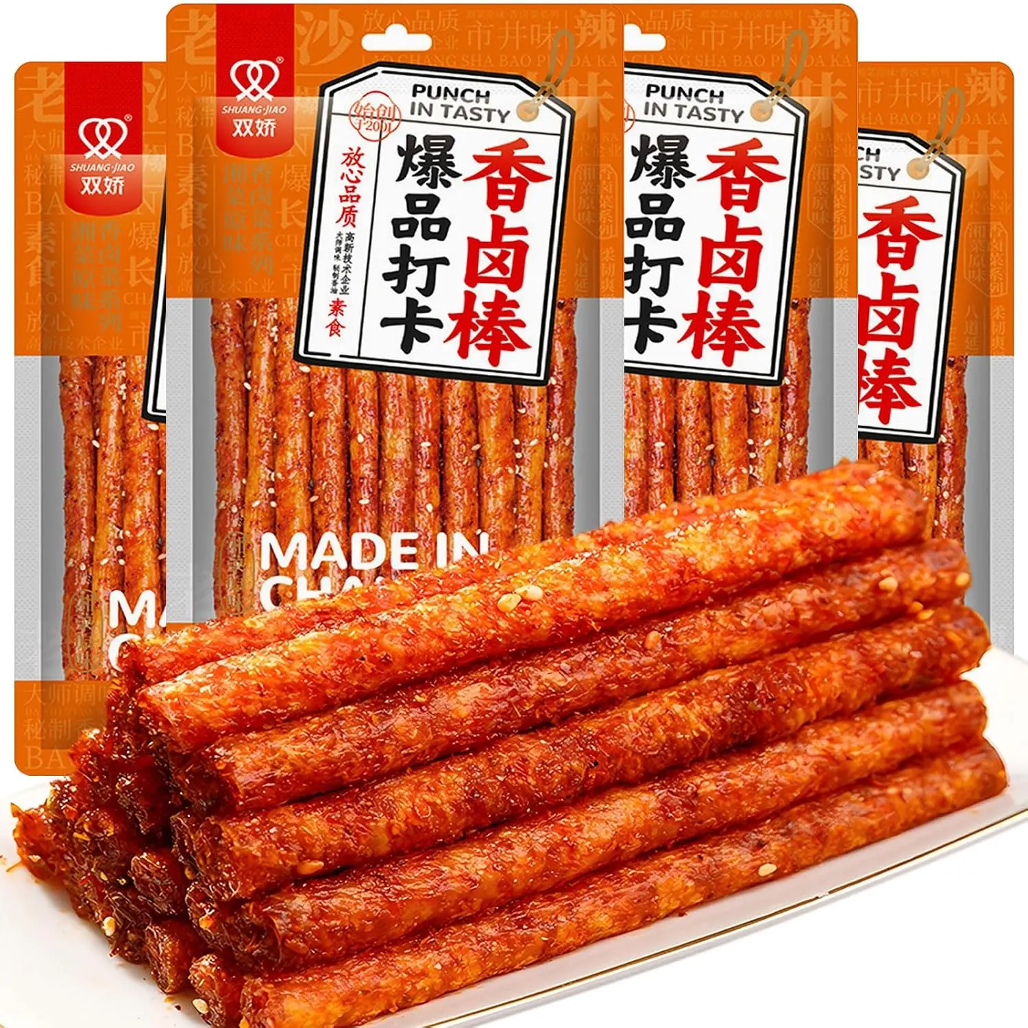 SXETBEAN 4 Packs Latiao Spicy Strips, Chinese La Tiao Snack, 108g/3.8oz per Pack (4 Packs, Spicy)
