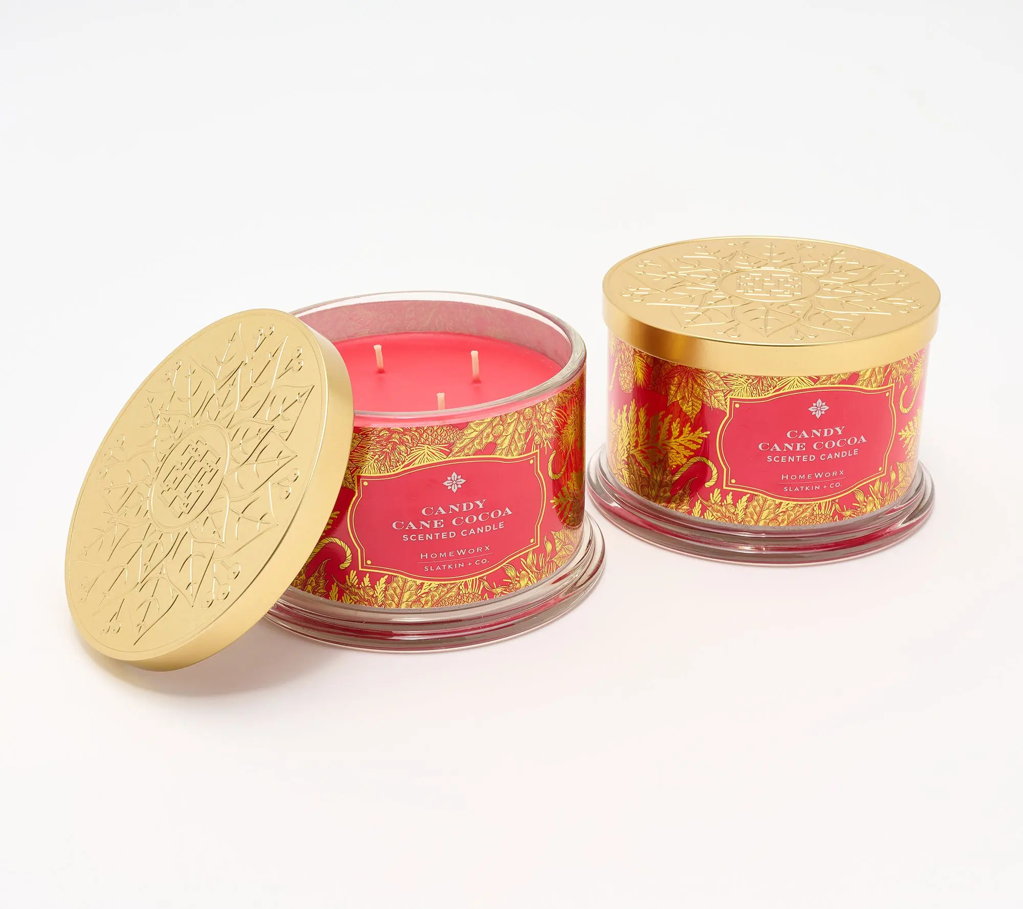 HomeWorx by Slatkin + Co. S/2 18oz Candy Cane Cocoa Candles HomeWorx by Slatkin + Co. S/2 18oz Candy Cane Cocoa Candles