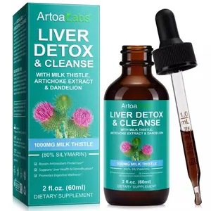 Liver Cleanse Detox & Repair Dietary Supplement Liquid Drops - 1000mg Milk Thistle, Dandelion Root, Artichoke, Silymarin Extract, Turmeric Herbs - Vegan, Non-GMO - 2 Fl Oz (60ml) Serum