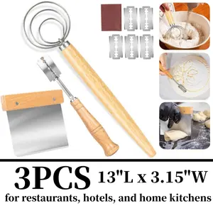 Utensils Bakeware Stainless Steel Dani ebike sh Dough Whisk - Bread Whisk Set of 3 pieces, Bread Making Tools and Supplies, Sourdough Bread Whisk,With Dough Scraper Bread Cutter, Bread Lame Dough Scoring Tool, Blades Sports & Outdoor