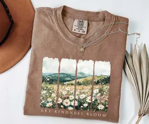 Let Kindness Bloom T-Shirt, Retro Floral Graphic Tee, Be Kind Inspirational Shirt, Cute Aesthetic Gift-mama shirts