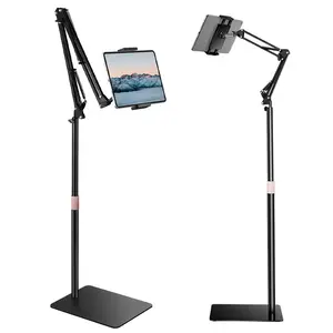 Tablet Floor Stand, Overhead Bed Phone Stand Angle Height Adjustable Holder, Universal Floor Stand Compatible with iPhone iPad Pro Air Mini, Samsung Tab, Kindle, E-Readers