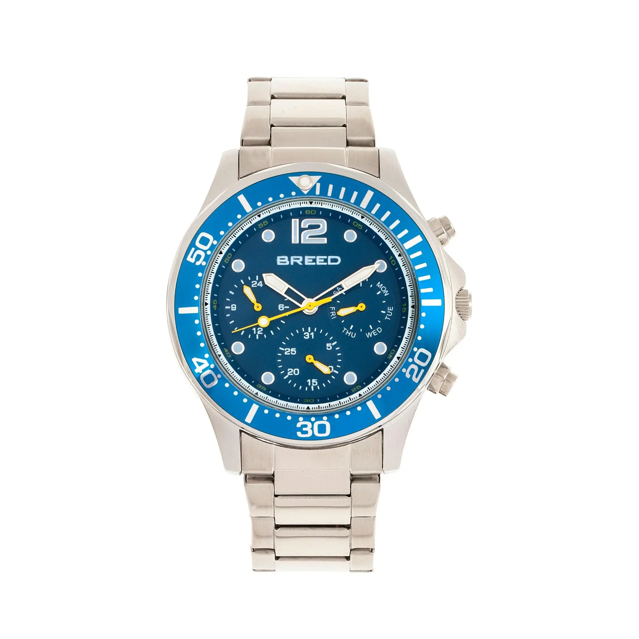Breed Men's Pegasus Silvertone Blue Bezel Watch Breed Men's Pegasus Silvertone Blue Bezel Watch