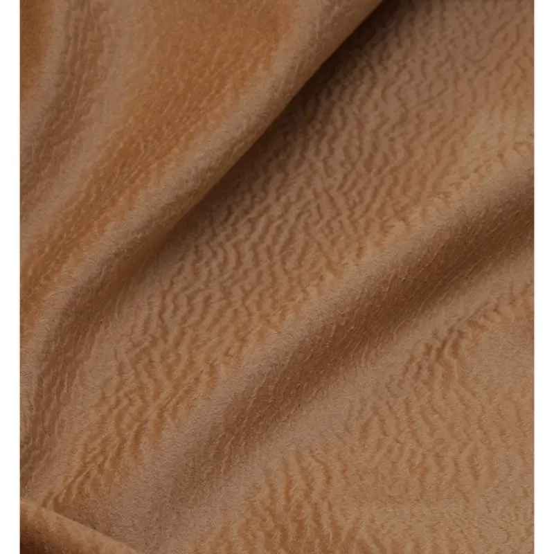 Single-Faced Wool Fabric, Water Ripple Pattern, Camel Color, 160cm Width, Suit Jacket Material, High-End Luxurious, Vintage Commute Style