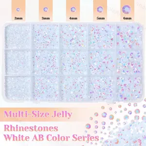 Nude Ab Colorful Flat Bottom Jelly Rhinestones, Clear Sparkling Nail Art Accessories, Handmade DIY Universal Decorations，Nail Art Rhinestones 、 Flatback Crystals 、 with Adhesive Glue 、 Diamond Painting