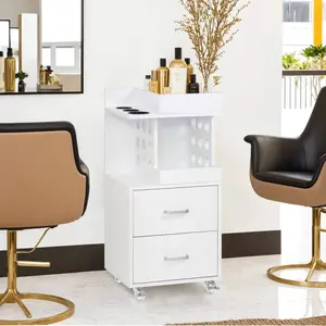 BarberPub Salon Rolling Trolley with Pegboard, Hair Styling Utility Cart for Storage 2492