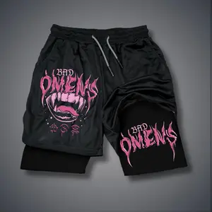Unisex Bad Omens Band Graphic Summer Sports Shorts Oversized Muscle Fit Design For Metal Rock Fans Breathable Quick Dry Polyester Double Layer Athletic Shorts With Elastic Waistband