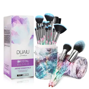 DUAIU Makeup Brushes 15Pcs Premium Synthetic Bristles Crystal Handle Set Kabuki Foundation Brush Face Lip Eye Makeup Brush Sets Professional with Starry Gift Box (Blue) DUAIU