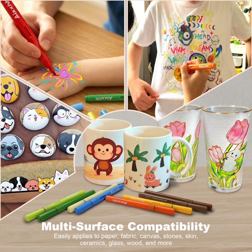 36Colors Acrylic Brush Marker Set, Automatic Ink Control Acrylic Paint Pen, Color Acrylic Gel Pen, Waterproof Multi-Surface Art Pens with Canvas Bag & Coloring Book